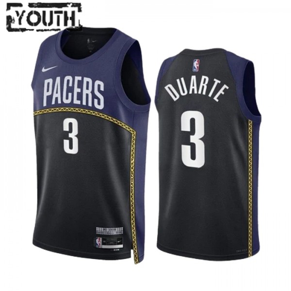 Indiana Pacers Trikot Chris Duarte 3 Black Nike 2022-23 City Edition Navy Swingman - Kinder